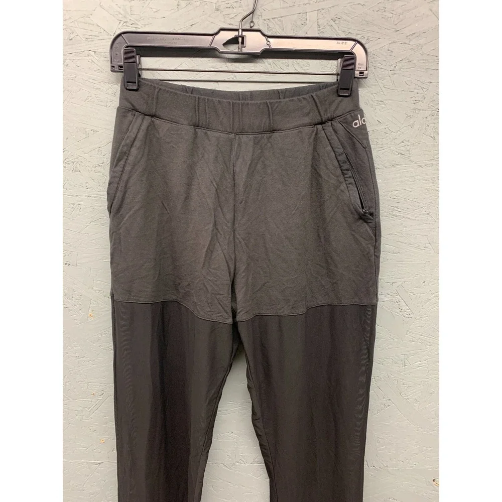 Alo Yoga Mesh Panel Colorblock Pants Womens Size 26 Black Athletic Jogger Gym